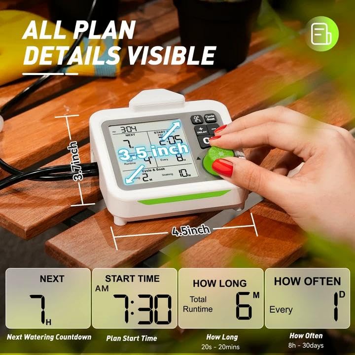 RAINPOINT Large Display Automatic Plant Waterer Indoor for Pot Plants,Cycle & Soak Mode Vacation Self Watering Drip Irrigation System Device Kit Office Patio Greenhouse Grow Tent Water 10-15 Plants - Image 3